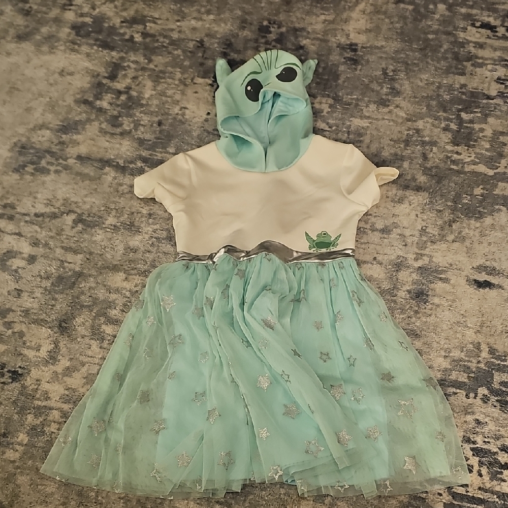 Star Wars Mandalorian Grogu Yoda Costume Tutu Dress w/ Hood (Face)